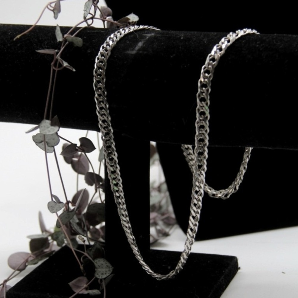 Vtg Sterling Silver Doubled Curb Link Chain Necklace 20" 21.36g 4mm 925 Signed